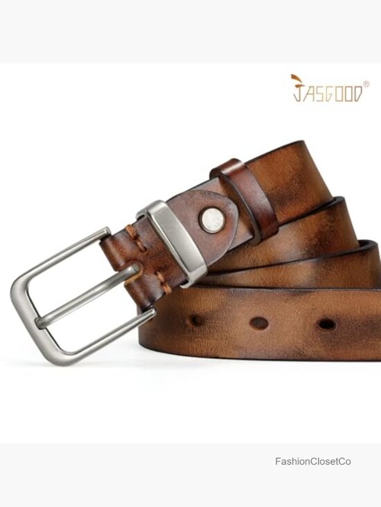 Genuine Leather Belt with Vintage Metal Buckle for Jeans Pants main image 6